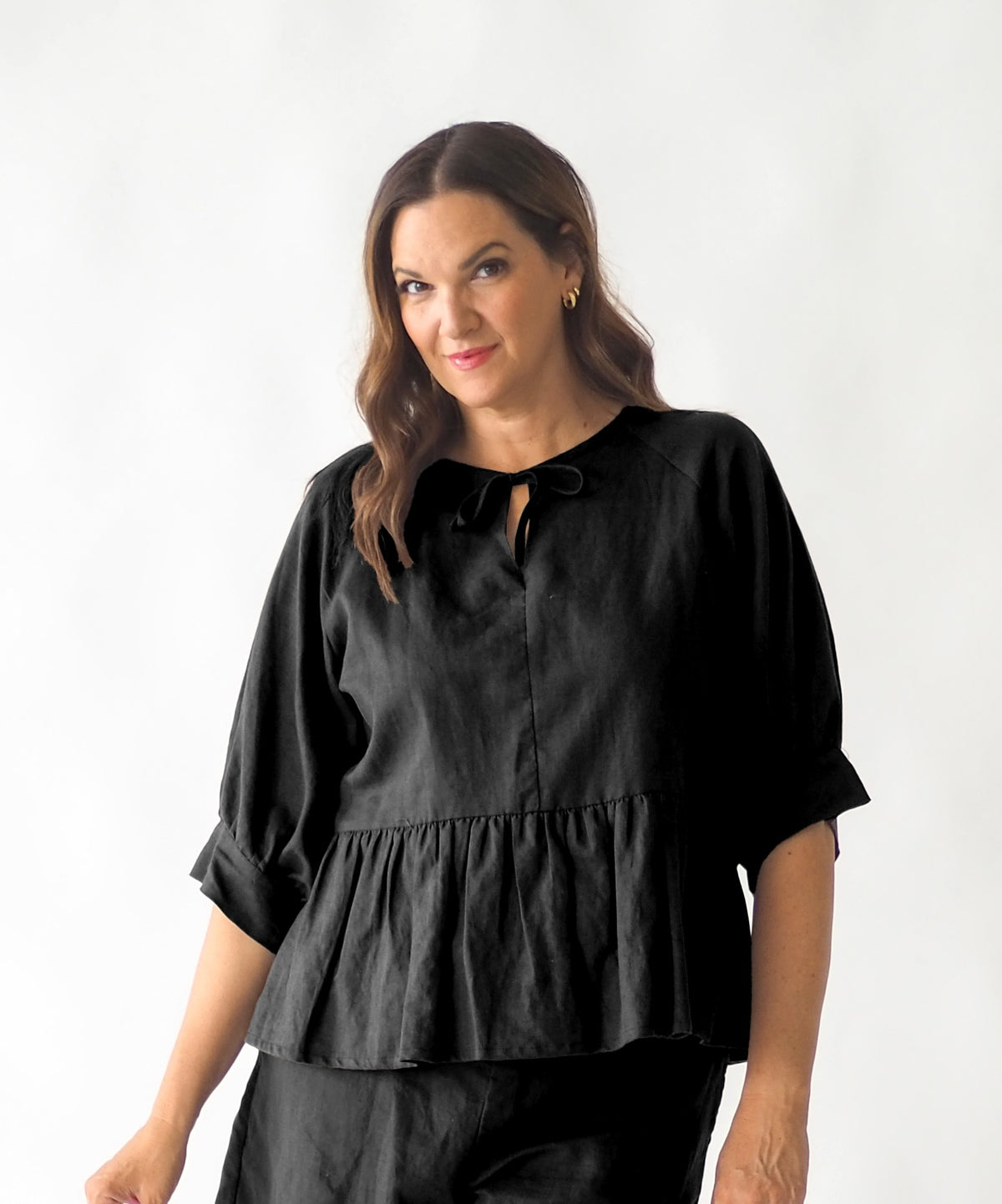 The Tie Front Blouse - BLACK EDIT